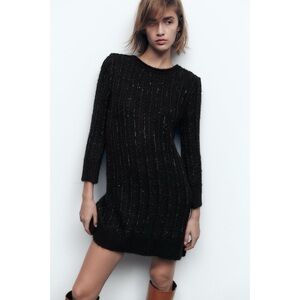 NWT Zara Black Knit Sweater Dress